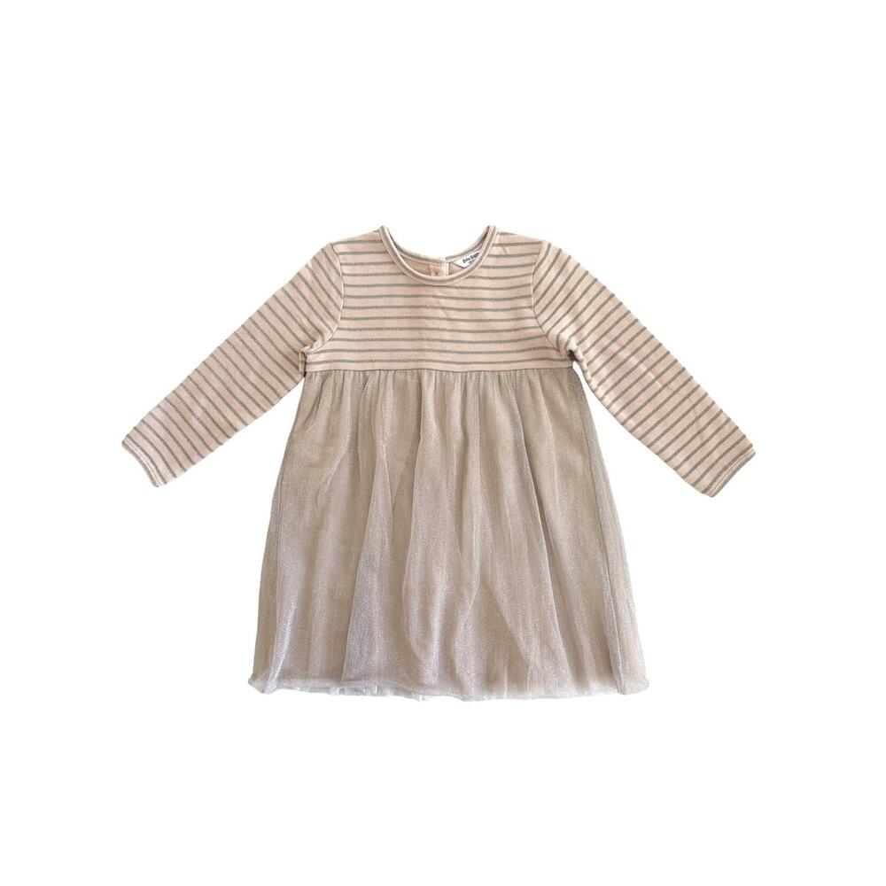Baby Boden Pink + Silver Knit Tulle Dress Size 18-24m